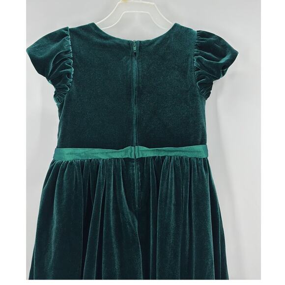 Rare Editions green velvet satin tie front bow dress size 6 holiday formal - Picture 8 of 8
